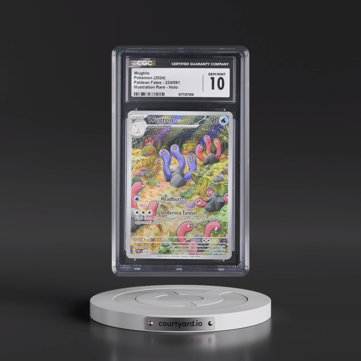 2024 Paldean Fates - PAF EN #224/091 Wugtrio - Illustration Rare Holo (CGC 10 GEM MINT)