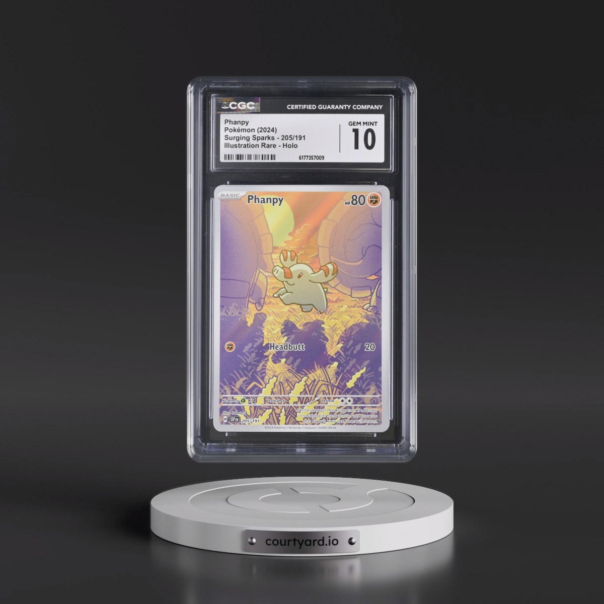 2024 Surging Sparks - SSP EN #205/191 Phanpy - Illustration Rare Holo (CGC 10 GEM MINT)