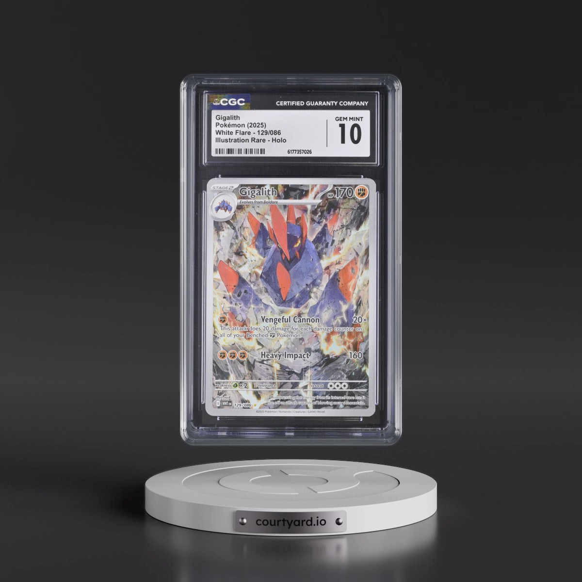 2025 White Flare - WHT EN #129/086 Gigalith - Illustration Rare Holo (CGC 10 GEM MINT)