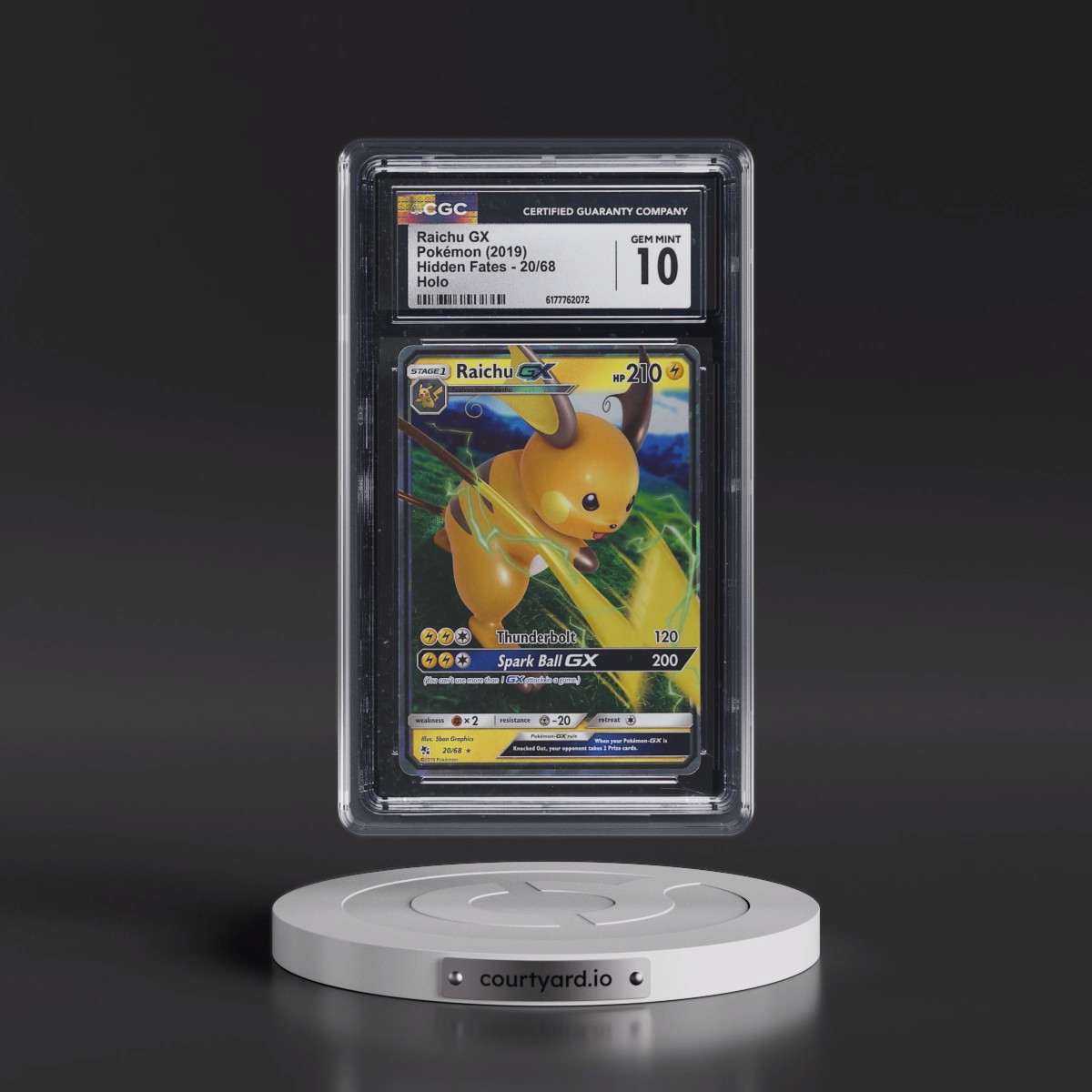2019 Hidden Fates Raichu GX - Holo #20/68 CGC 10