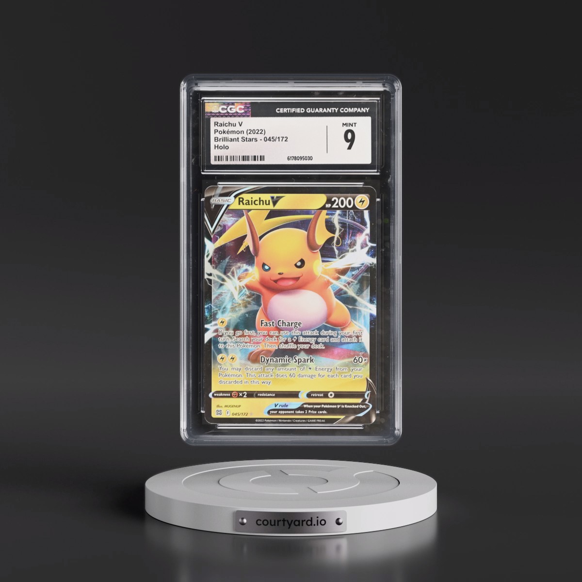2022 Brilliant Stars Raichu V - Holo #045/172 CGC 9