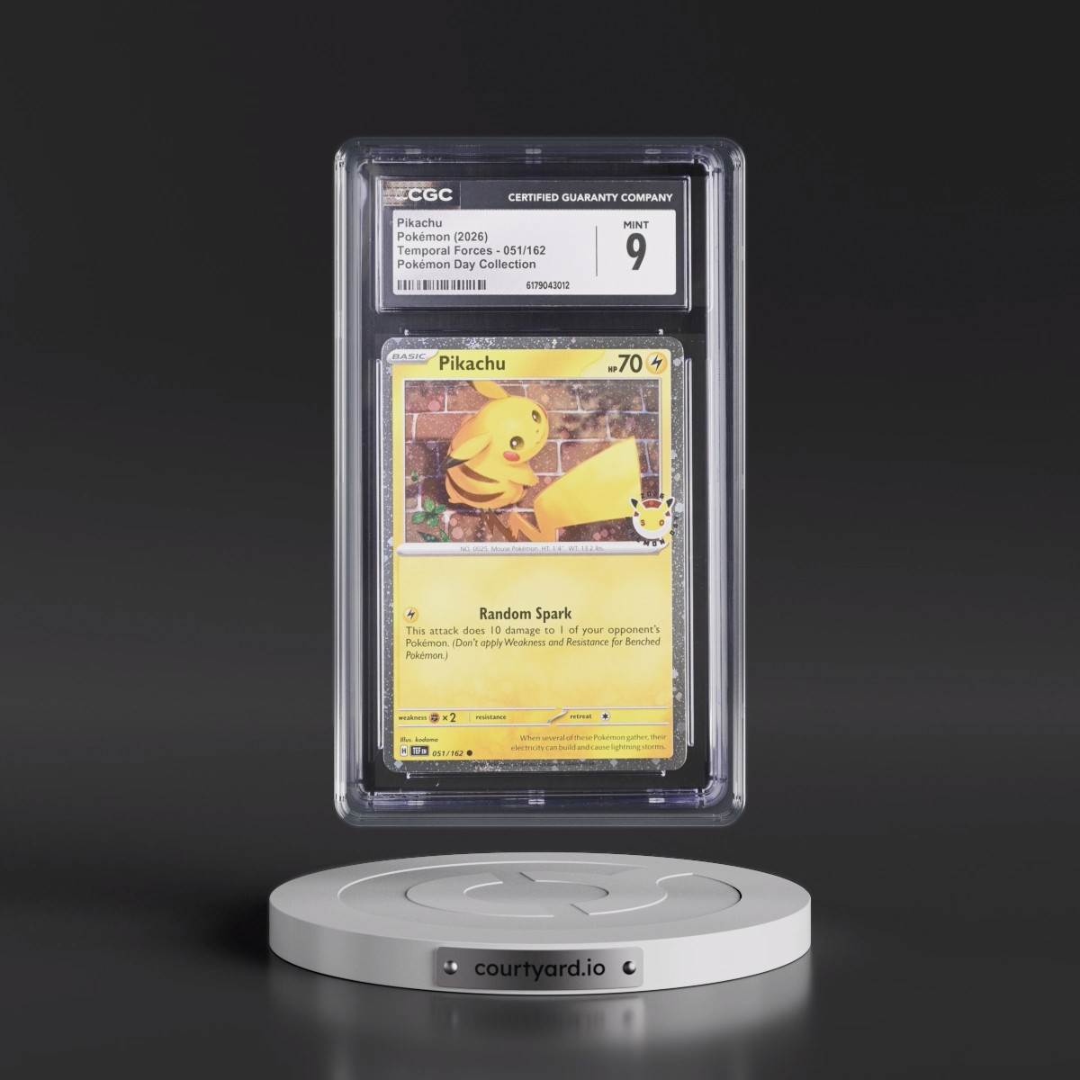 2023 Temporal Forces - TEF EN Pikachu - Pokémon Day Collection (Cosmos Holo) #051/162 CGC 9