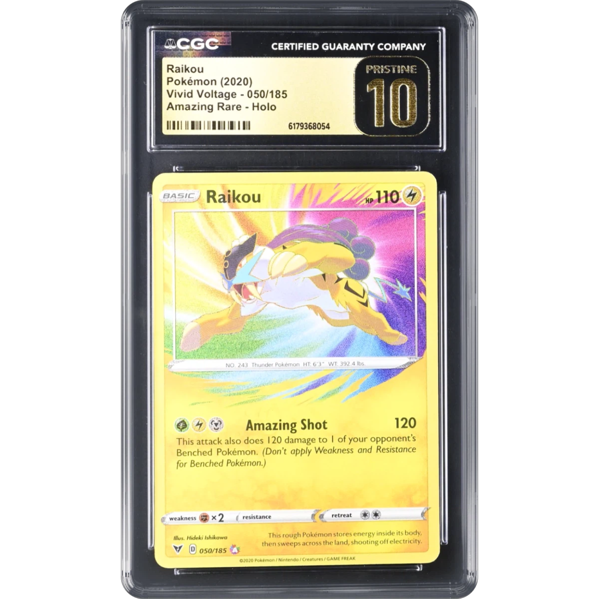 2020 Vivid Voltage #050/185 Raikou - Amazing Rare Holo (CGC 10 PRISTINE)