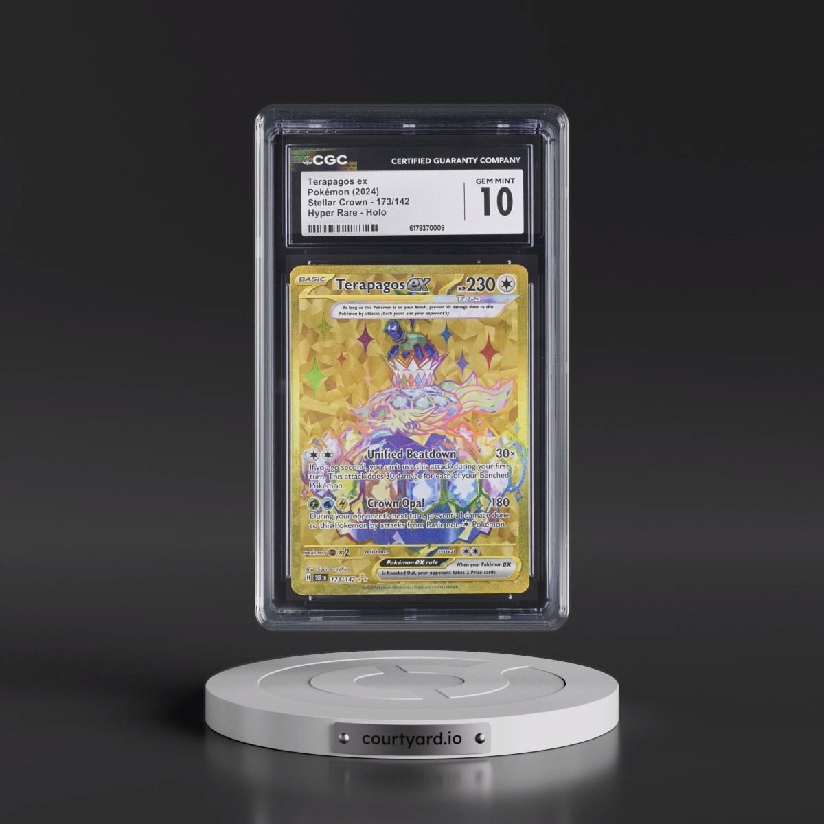 2024 Stellar Crown - SCR EN #173/142 Terapagos ex - Hyper Rare Holo (CGC 10 GEM MINT)