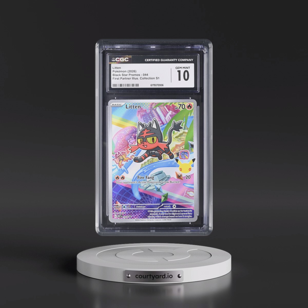 2025 Black Star Promos - Mega Evolution MEP EN #044 Litten - First Partner Illustration Collection Series 1 (Holo) (CGC 10 GEM MINT)