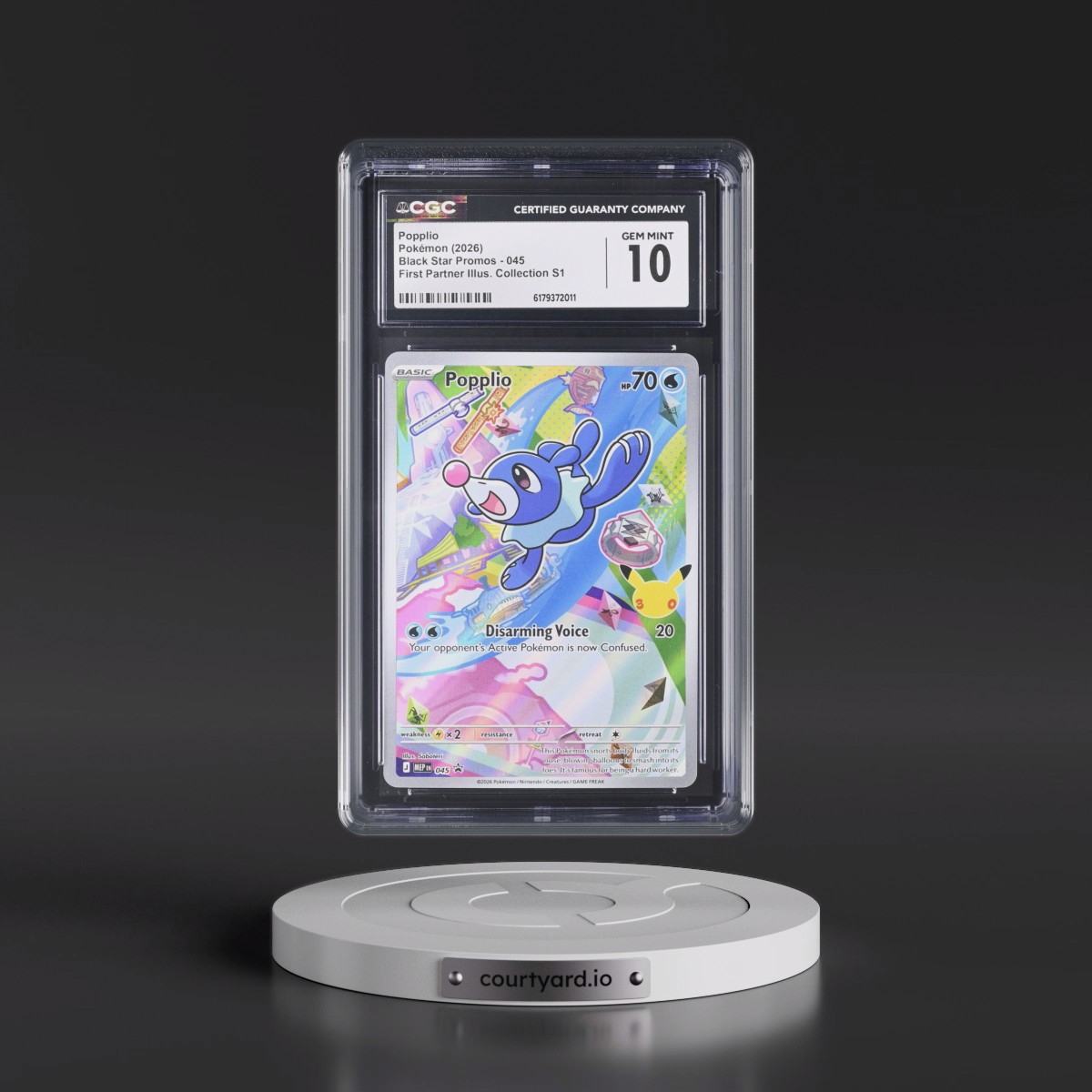2025 Black Star Promos - Mega Evolution MEP EN #045 Popplio - First Partner Illustration Collection Series 1 (Holo) (CGC 10 GEM MINT)
