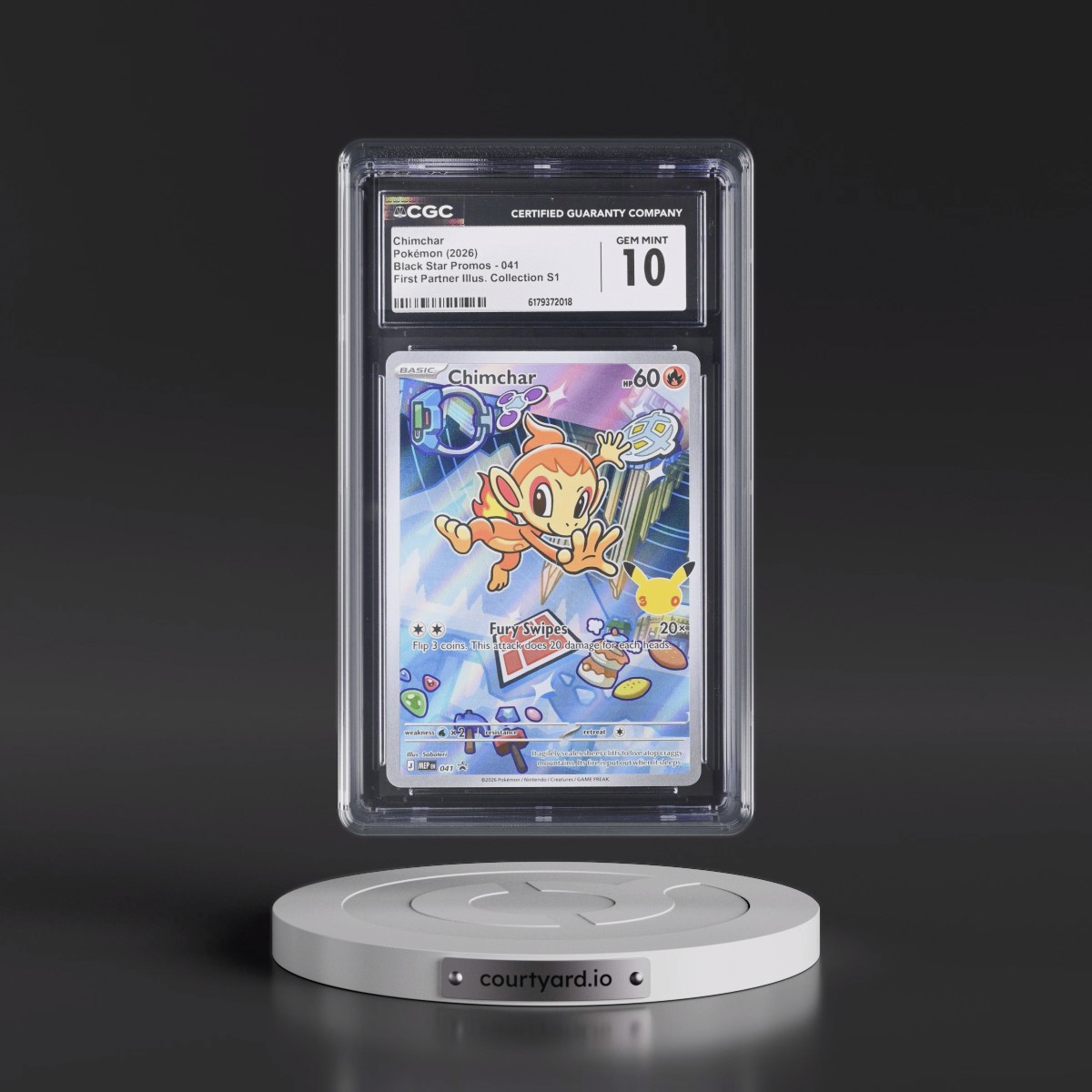 2025 Black Star Promos - Mega Evolution MEP EN #041 Chimchar - First Partner Illustration Collection Series 1 (Holo) (CGC 10 GEM MINT)