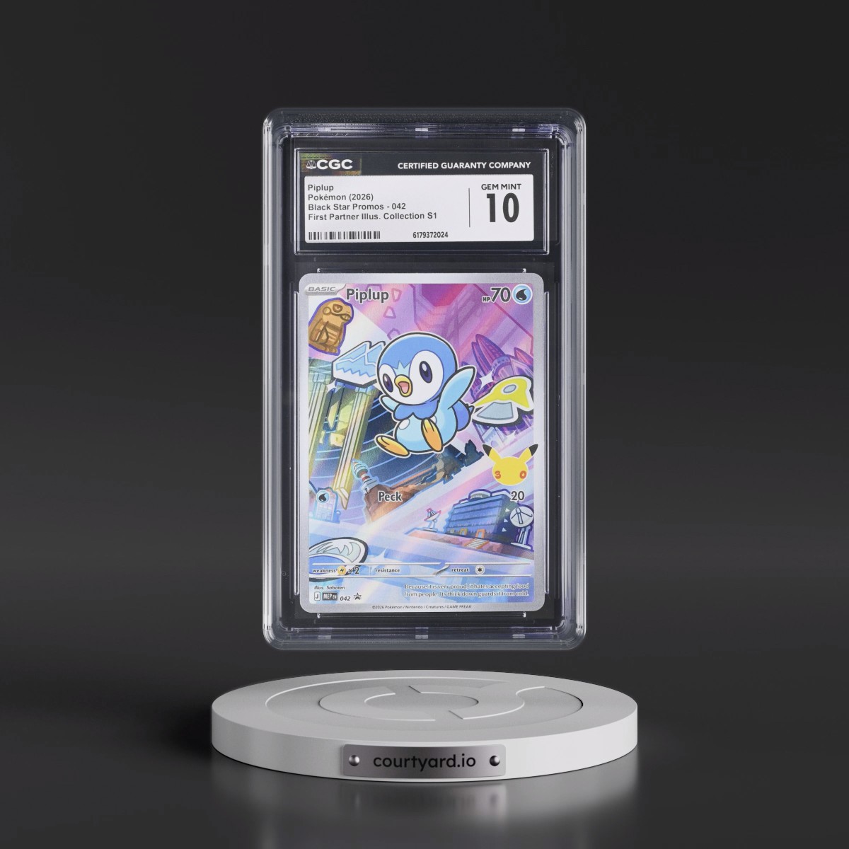 2025 Black Star Promos - Mega Evolution MEP EN #042 Piplup - First Partner Illustration Collection Series 1 (Holo) (CGC 10 GEM MINT)