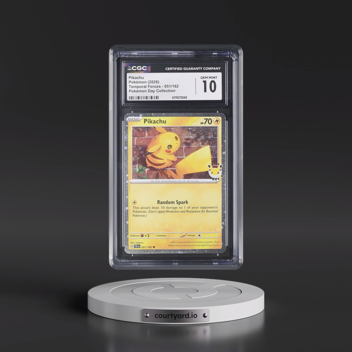 2023 Temporal Forces - TEF EN #051/162 Pikachu - Pokémon Day Collection (Cosmos Holo) (CGC 10 GEM MINT)