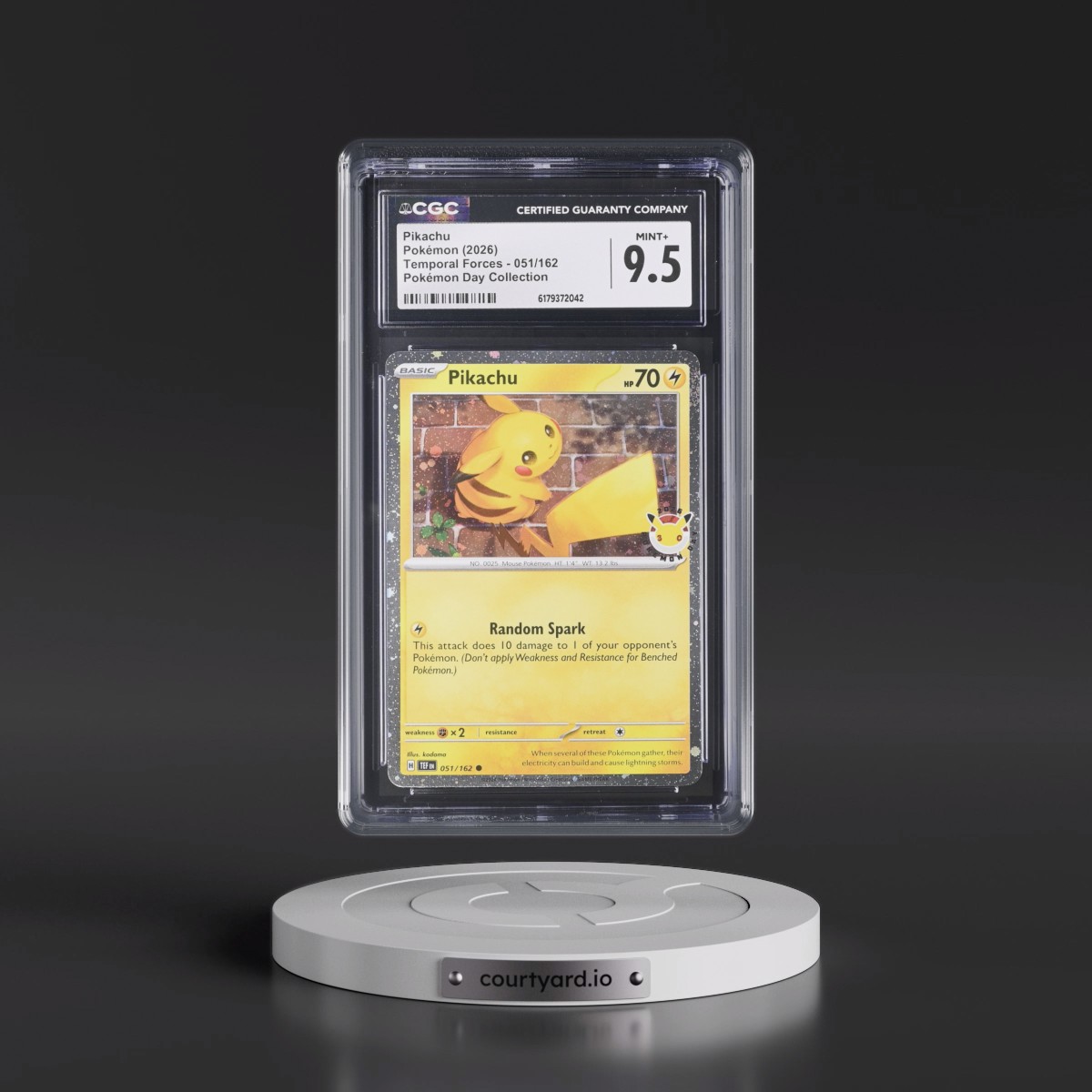 2023 Temporal Forces - TEF EN #051/162 Pikachu - Pokémon Day Collection (Cosmos Holo) (CGC 9.5 MINT+)