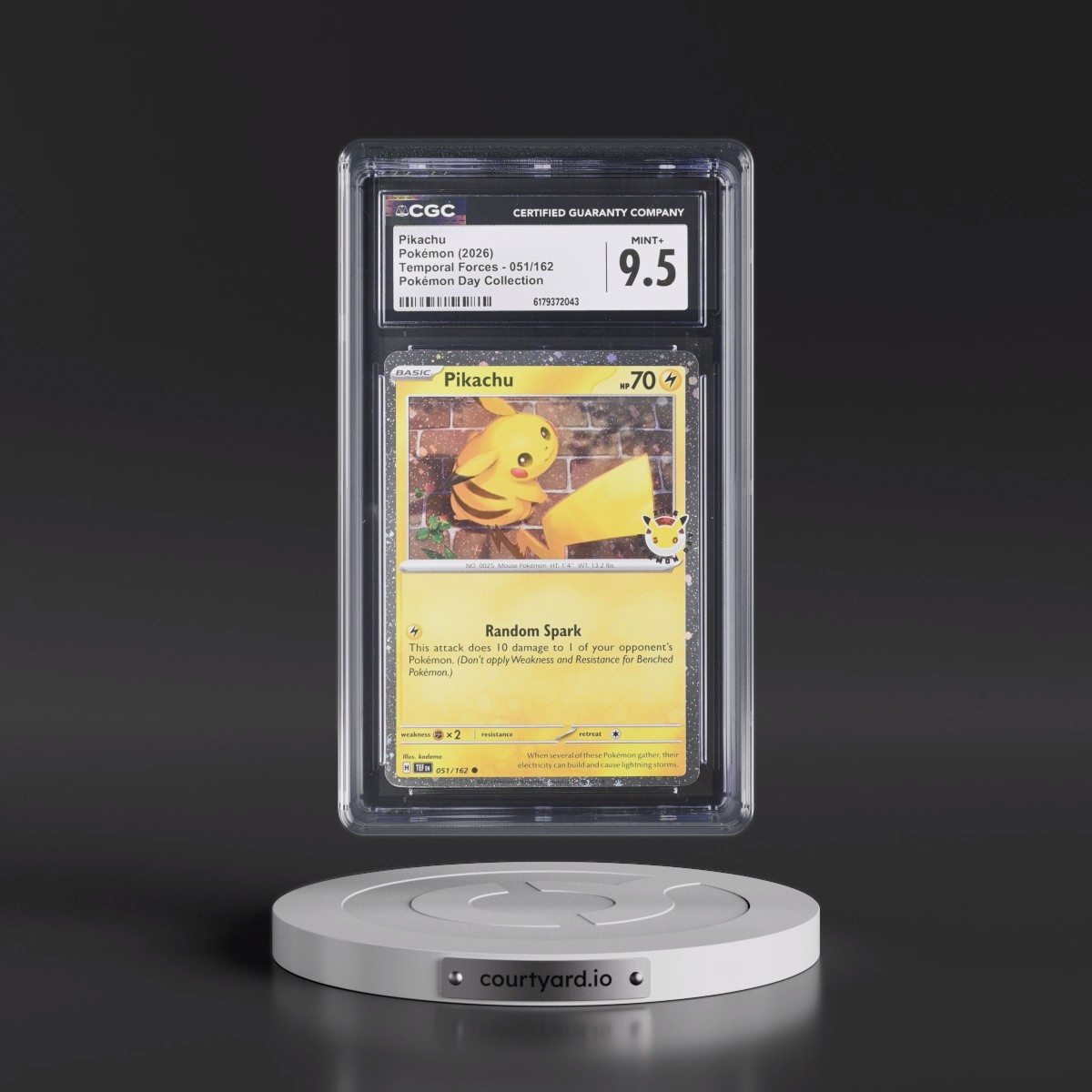 2023 Temporal Forces - TEF EN #051/162 Pikachu - Pokémon Day Collection (Cosmos Holo) (CGC 9.5 MINT+)
