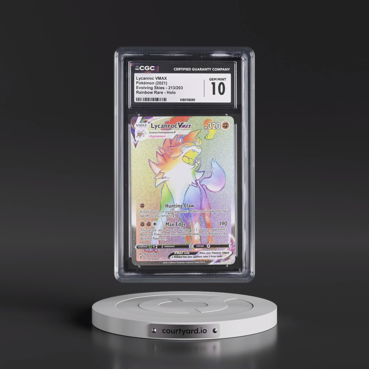 2021 Evolving Skies Lycanroc VMAX - Rainbow Rare Holo #213/203 CGC 10