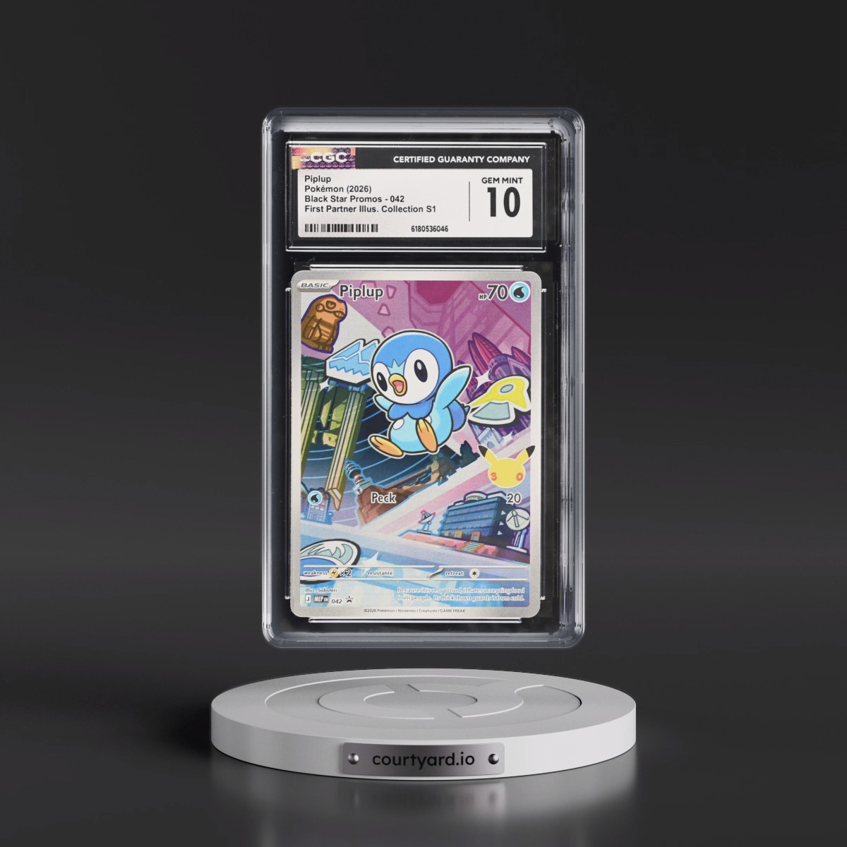 2025 Black Star Promos - Mega Evolution MEP EN #042 Piplup - First Partner Illustration Collection Series 1 (Holo) (CGC 10 GEM MINT)
