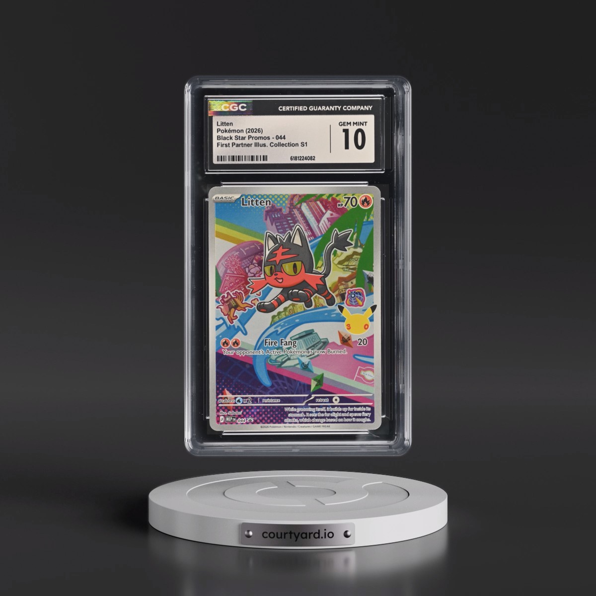 2025 Black Star Promos - Mega Evolution MEP EN #044 Litten - First Partner Illustration Collection Series 1 (Holo) (CGC 10 GEM MINT)