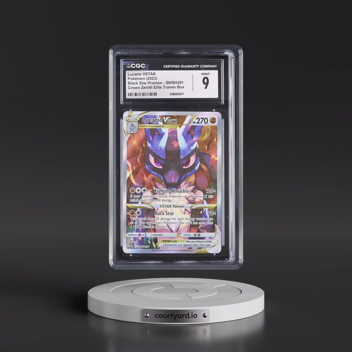 2017 Black Star Promos - Sword & Shield #SWSH291 Lucario VSTAR - Crown Zenith Elite Trainer Box (Holo) (CGC 9 MINT)