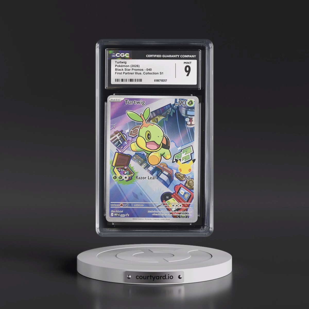 2025 Black Star Promos - Mega Evolution MEP EN Turtwig - First Partner Illustration Collection Series 1 (Holo) #040 CGC 9