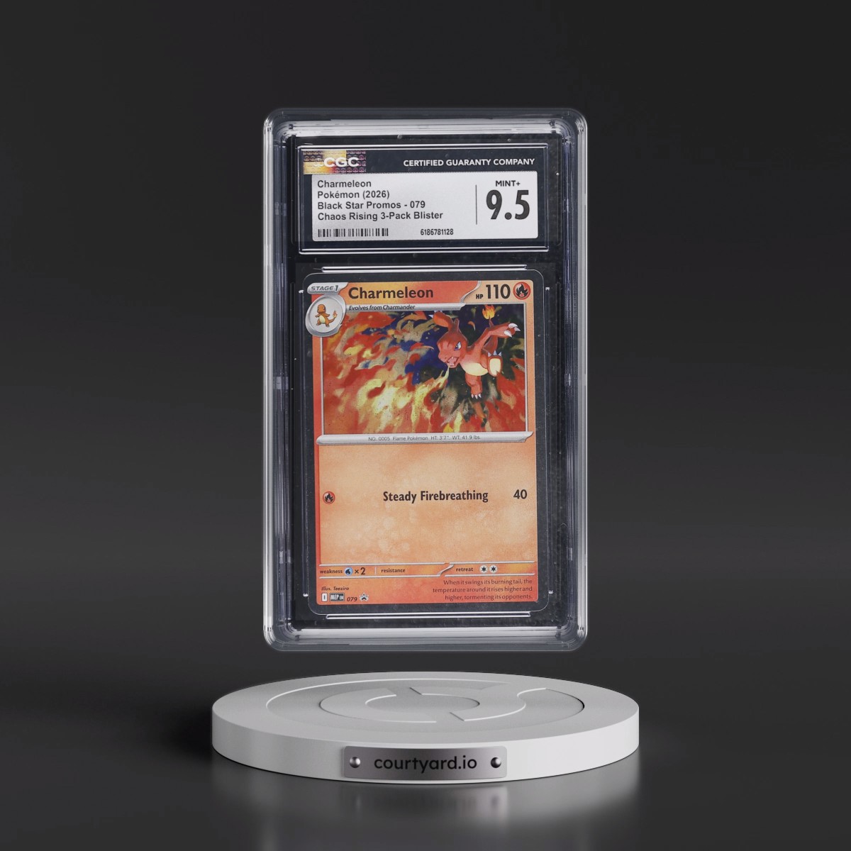 2025 Black Star Promos - Mega Evolution MEP EN #079 Charmeleon - Chaos Rising 3-Pack Blister (Cosmos Holo) (CGC 9.5 MINT+)