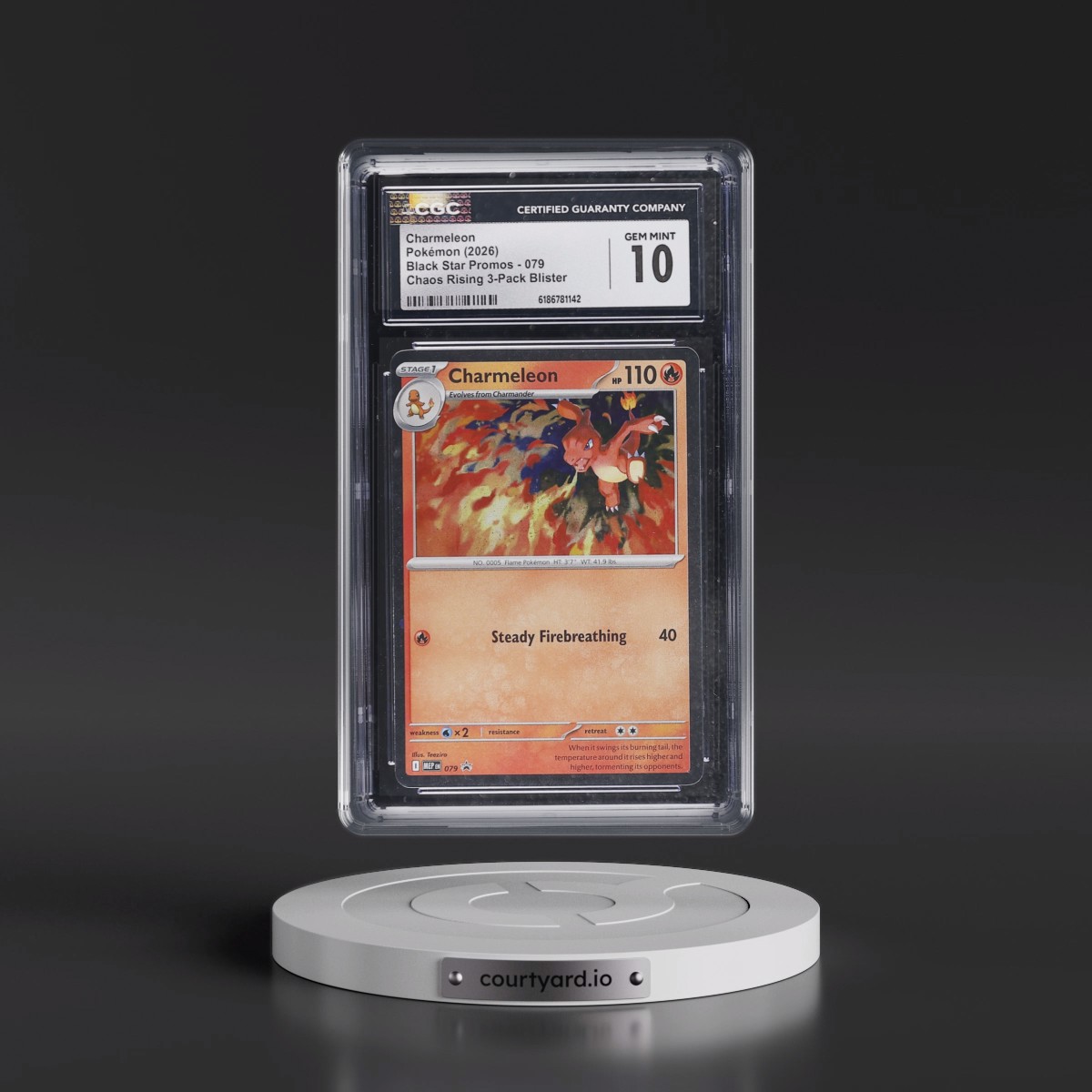2025 Black Star Promos - Mega Evolution MEP EN #079 Charmeleon - Chaos Rising 3-Pack Blister (Cosmos Holo) (CGC 10 GEM MINT)