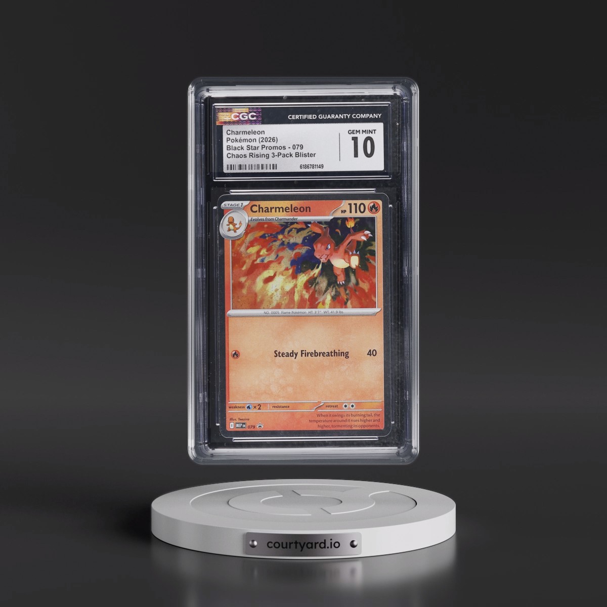 2025 Black Star Promos - Mega Evolution MEP EN #079 Charmeleon - Chaos Rising 3-Pack Blister (Cosmos Holo) (CGC 10 GEM MINT)