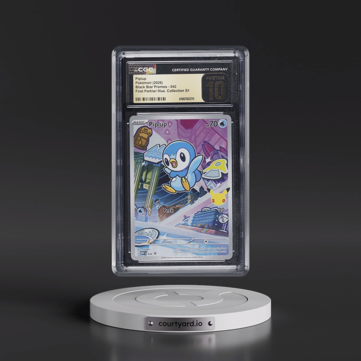 2025 Black Star Promos - Mega Evolution MEP EN Piplup - First Partner Illustration Collection Series 1 (Holo) #042 CGC 10