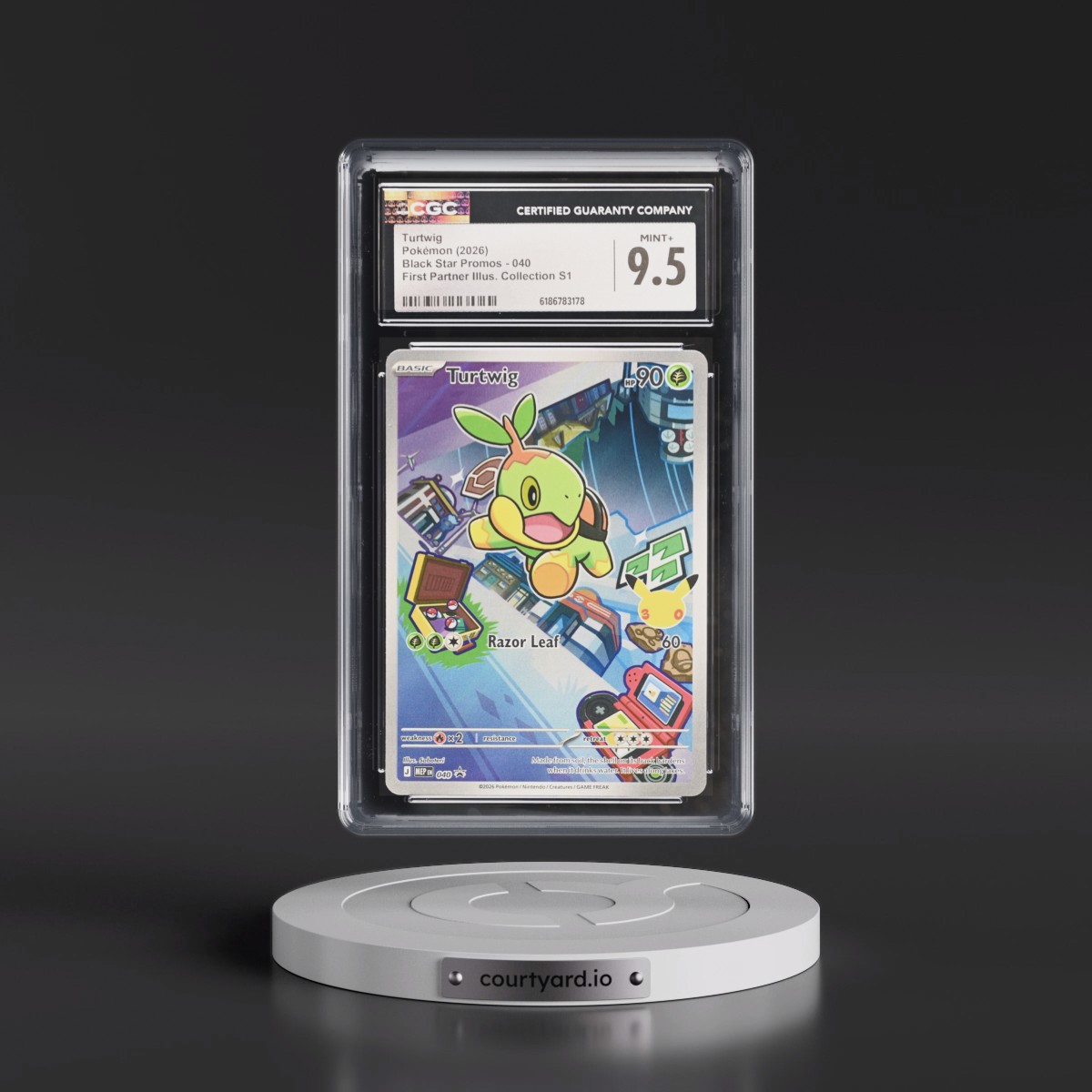 2025 Black Star Promos - Mega Evolution MEP EN Turtwig - First Partner Illustration Collection Series 1 (Holo) #040 CGC 9.5