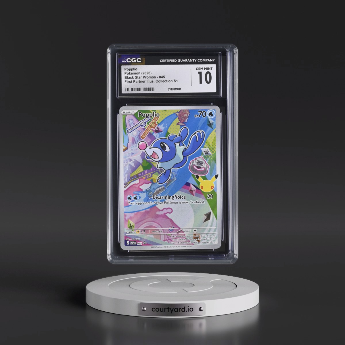 2025 Black Star Promos - Mega Evolution MEP EN #045 Popplio - First Partner Illustration Collection Series 1 (Holo) (CGC 10 GEM MINT)