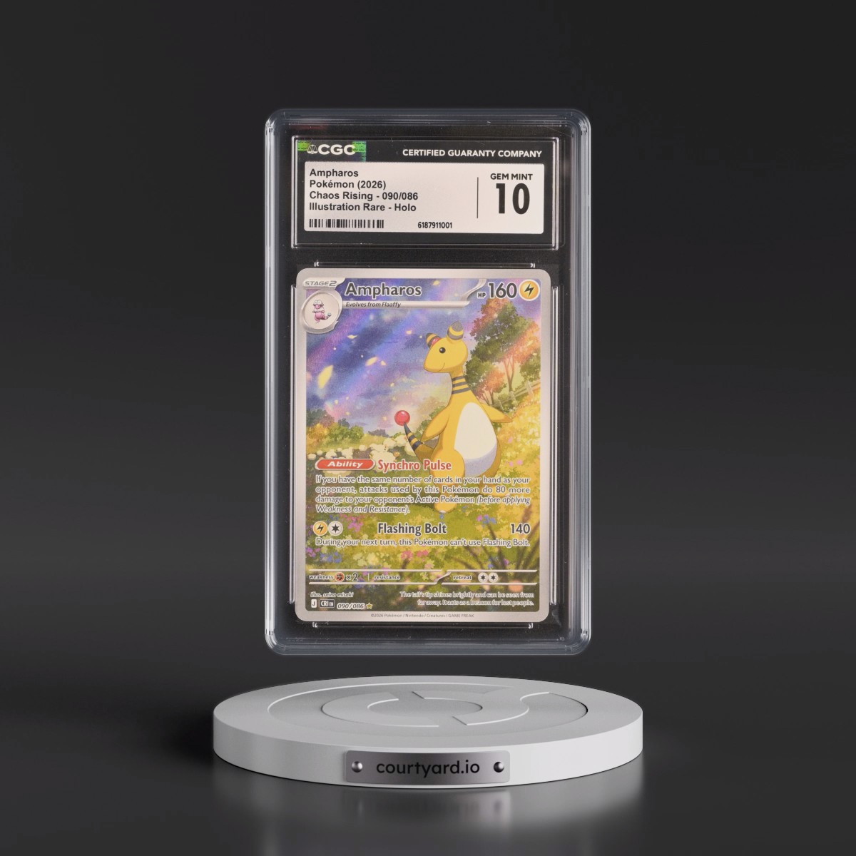 2026 Chaos Rising - CRI EN #090/086 Ampharos - Illustration Rare Holo (CGC 10 GEM MINT)