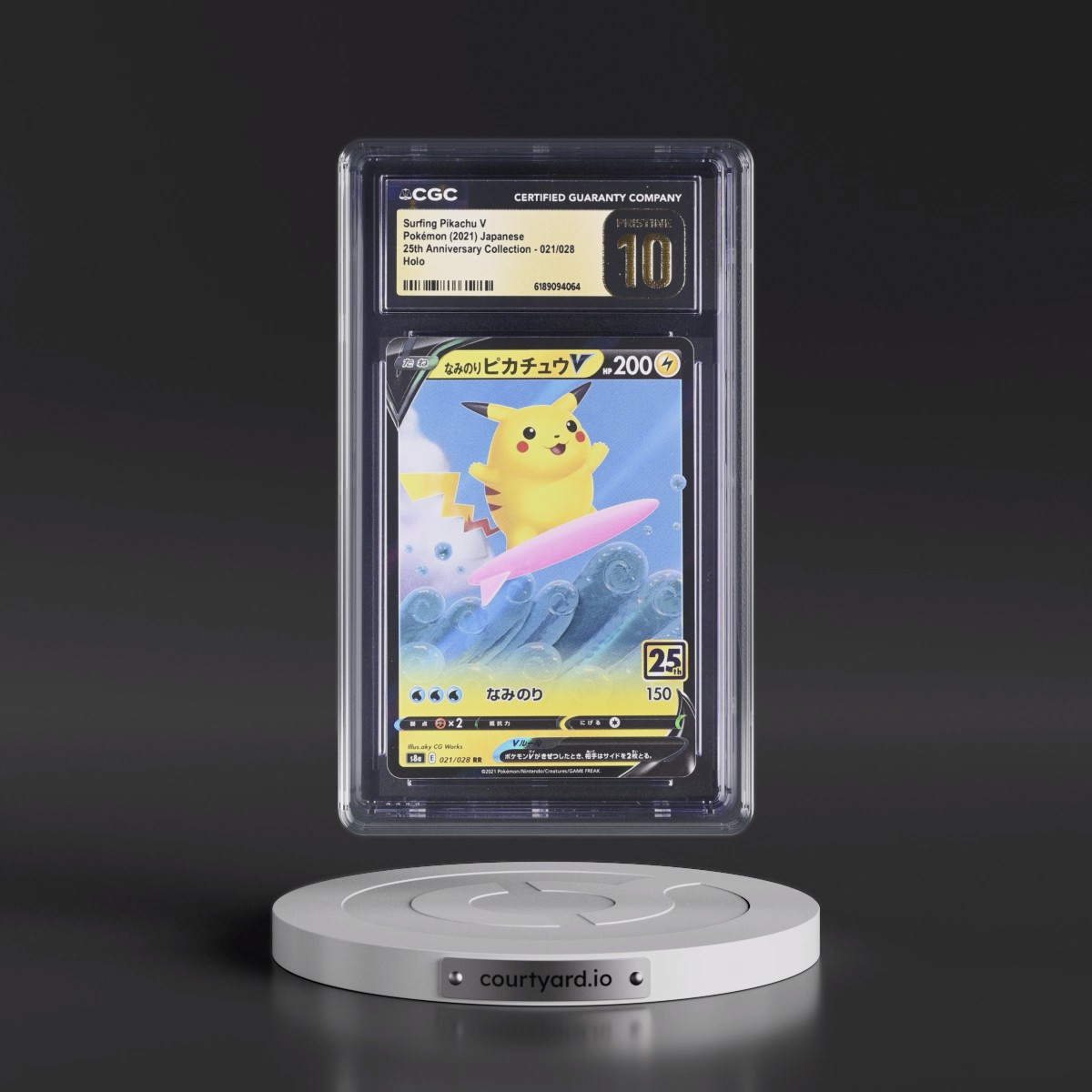2021 25th Anniversary Collection Surfing Pikachu V - Holo #021/028 CGC 10