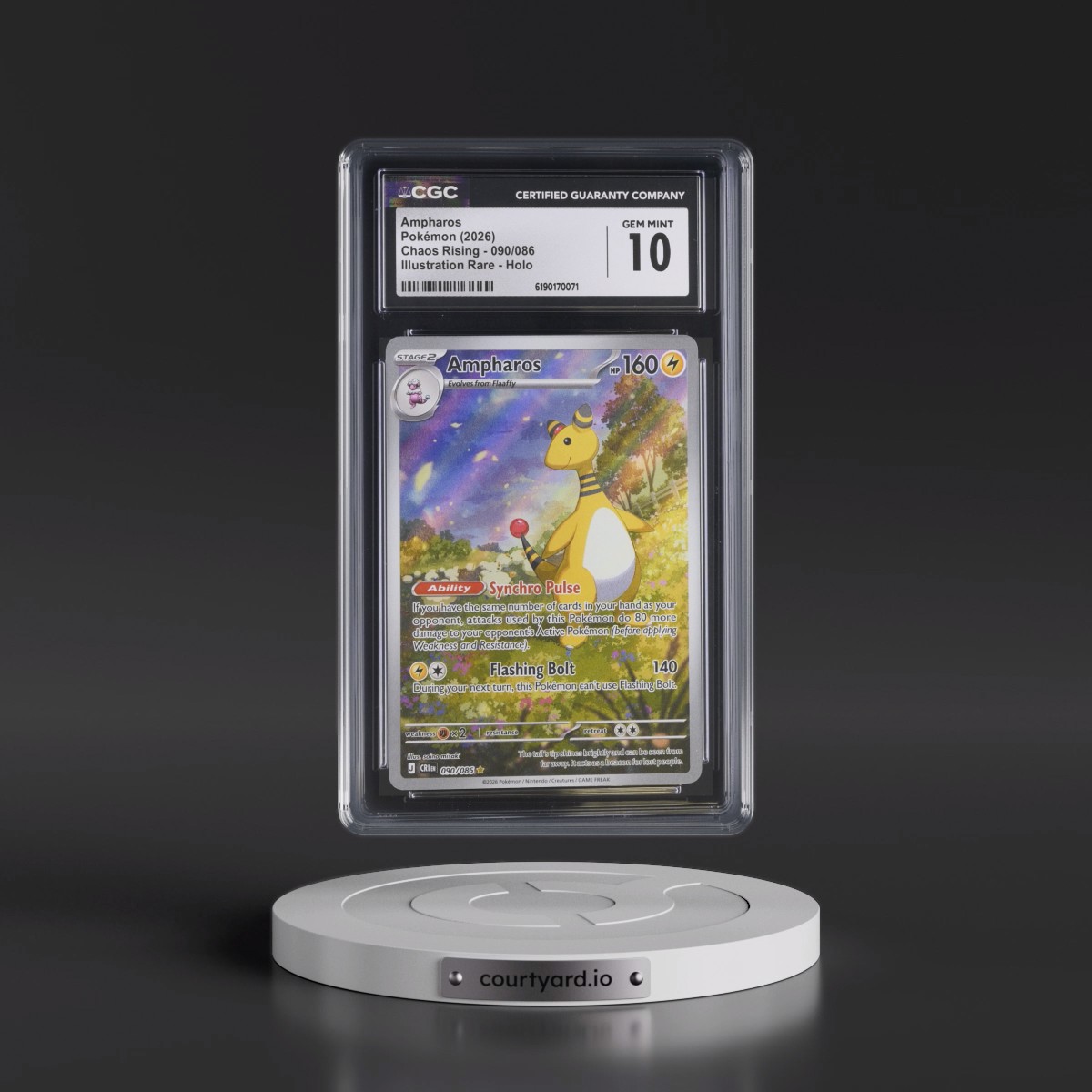 2026 Chaos Rising - CRI EN #090/086 Ampharos - Illustration Rare Holo (CGC 10 GEM MINT)
