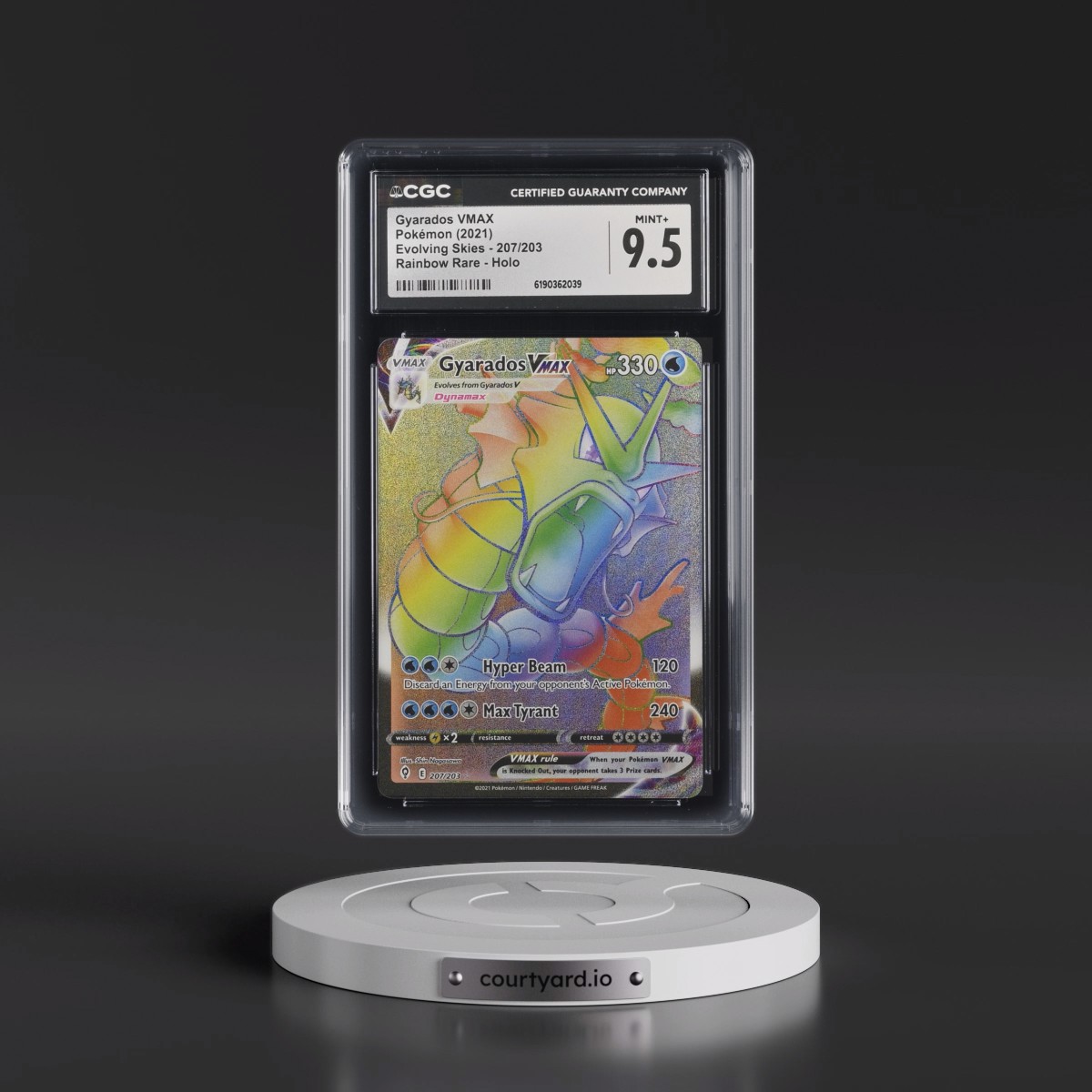 2021 Evolving Skies #207/203 Gyarados VMAX - Rainbow Rare Holo (CGC 9.5 MINT+)