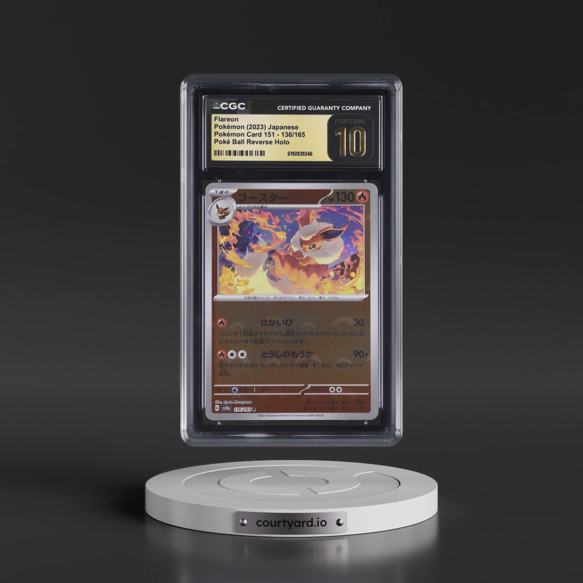 2023 Pokémon Card 151 Flareon - Reverse Holo Poké Ball #136/165 CGC 10