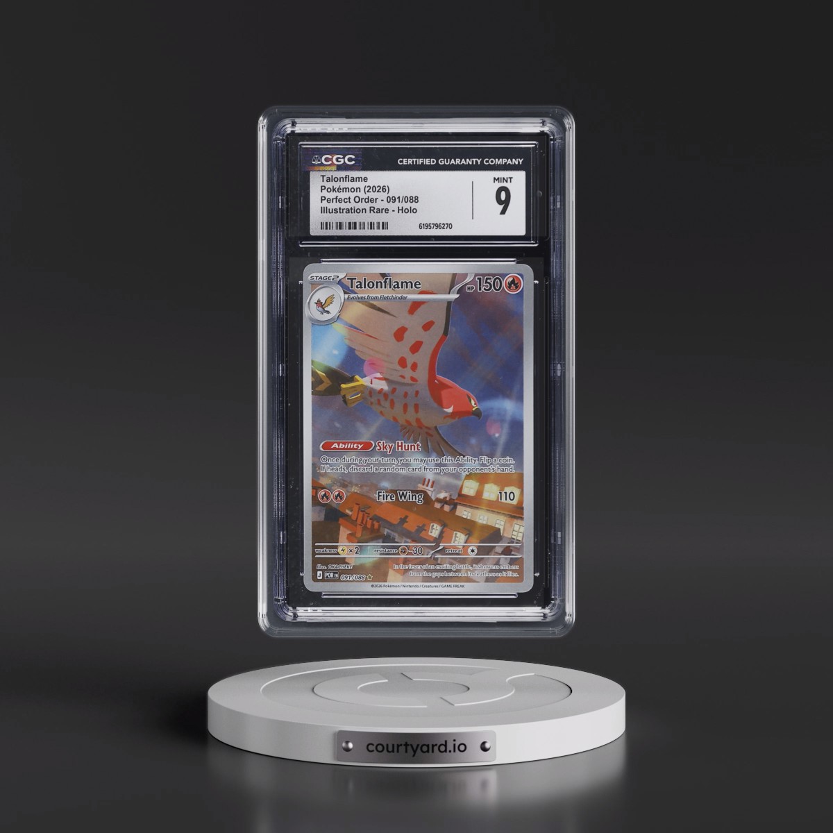 2026 Perfect Order - POR EN #091/088 Talonflame - Illustration Rare Holo (CGC 9 MINT)