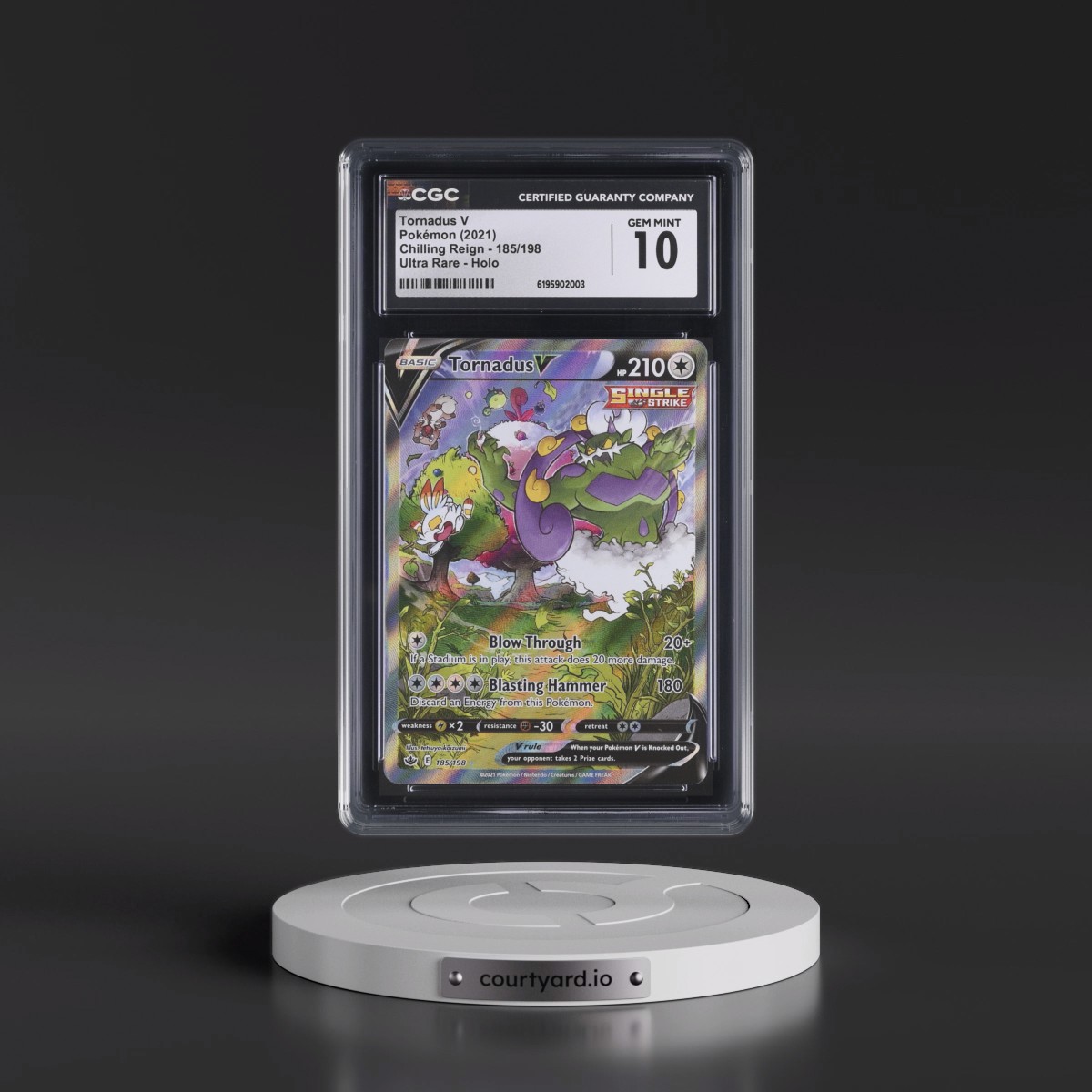 2021 Chilling Reign Tornadus V - Ultra Rare Holo #185/198 CGC 10