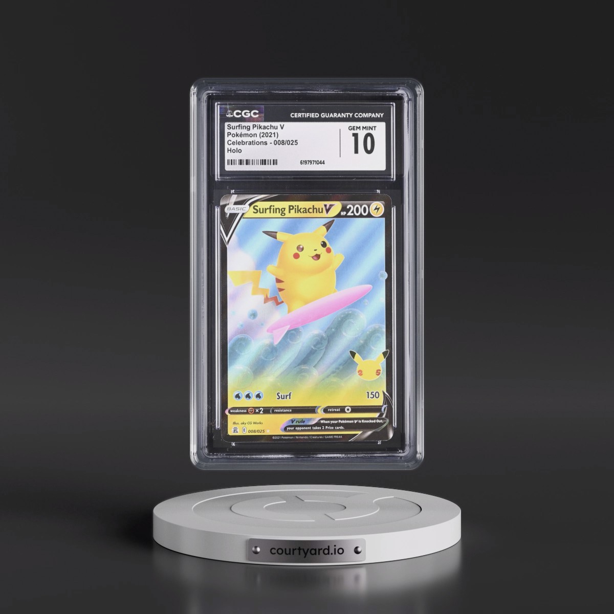 2021 Celebrations Surfing Pikachu V - Holo #008/025 CGC 10