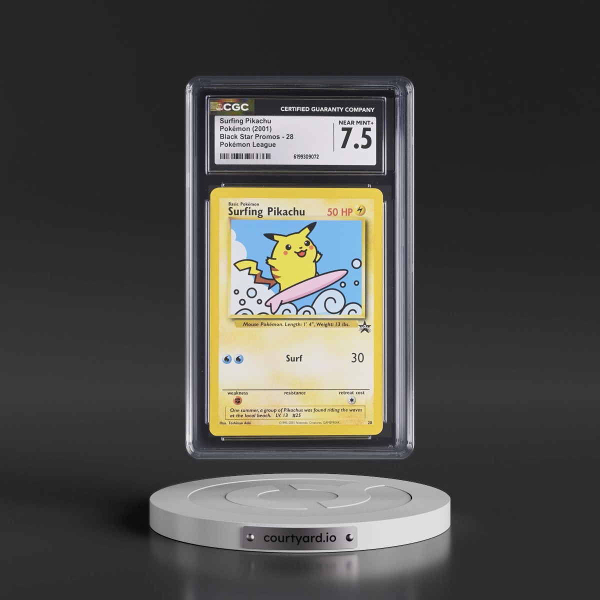 1999 Black Star Promos Surfing Pikachu - Pokémon League #28 CGC 7.5