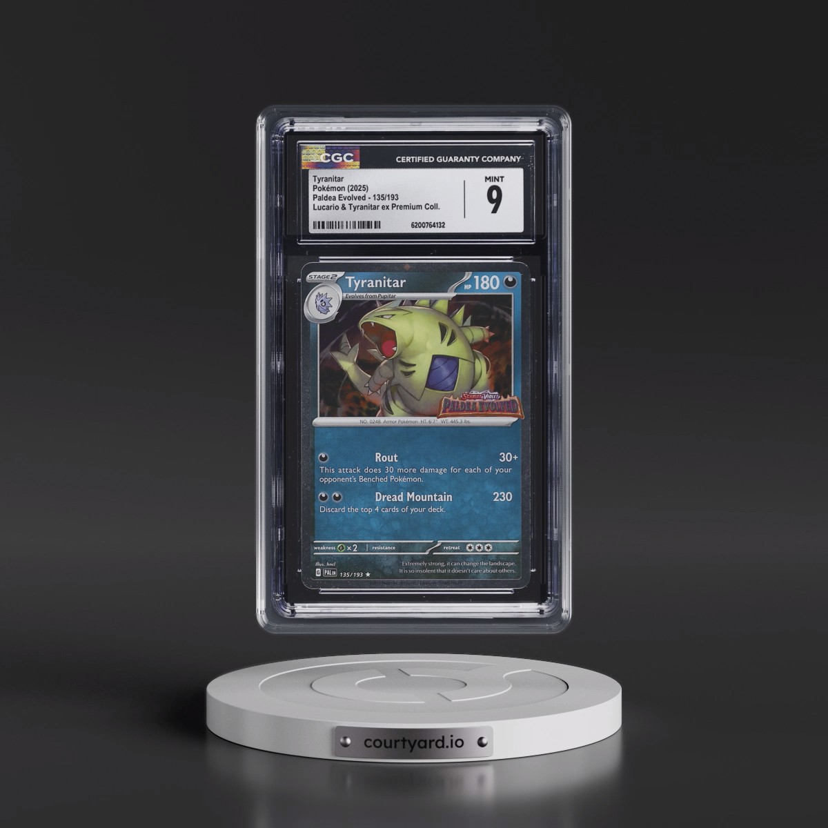 2023 Paldea Evolved - PAL EN #135/193 Tyranitar - Lucario & Tyranitar ex Premium Collection (Cosmos Holo) (CGC 9 MINT)