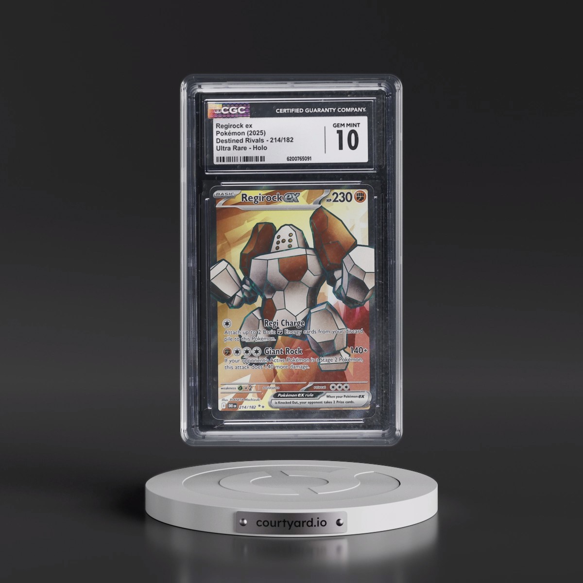 2025 Destined Rivals - DRI EN Regirock ex - Ultra Rare Holo #214/182 CGC 10