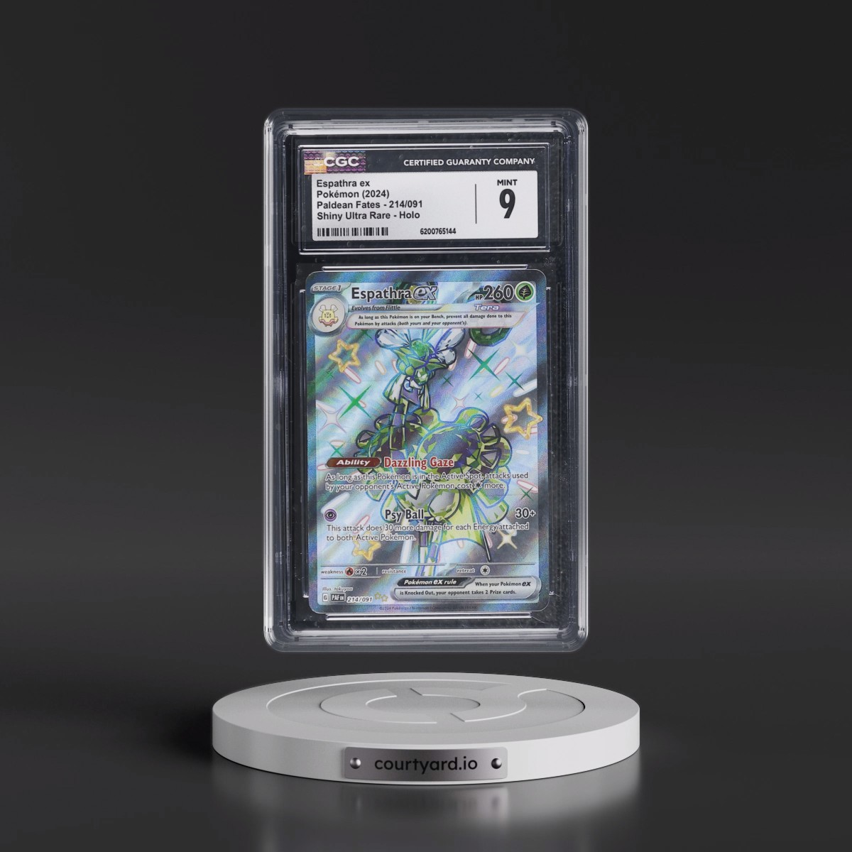 2024 Paldean Fates - PAF EN #214/091 Espathra ex - Shiny Ultra Rare Holo (CGC 9 MINT)
