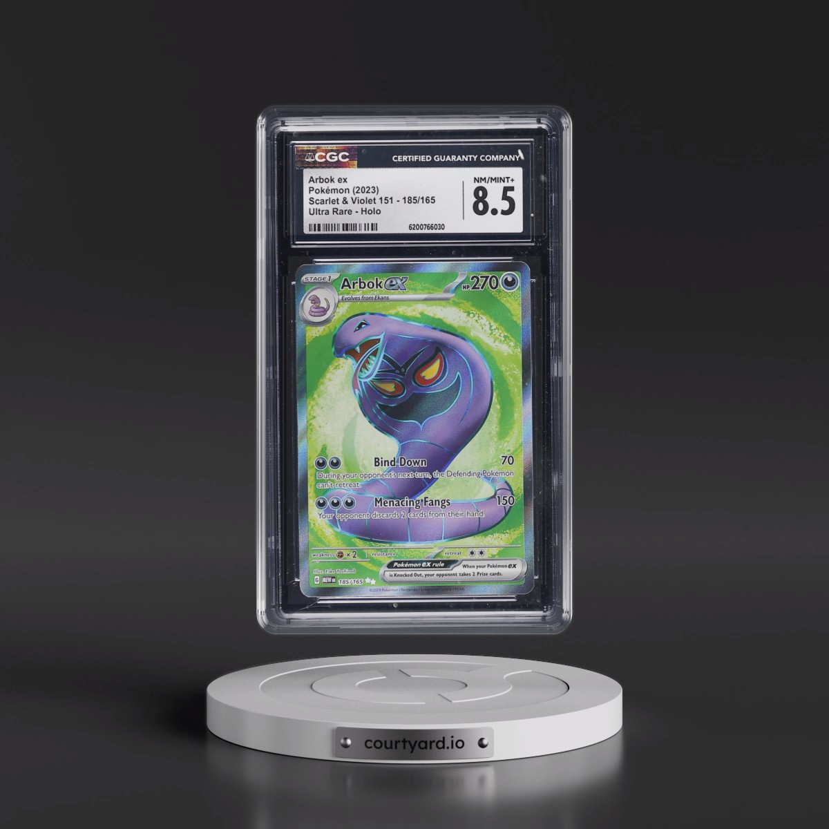 2023 Scarlet & Violet 151 - MEW EN #185/165 Arbok ex - Ultra Rare Holo (CGC 8.5 NM-MT+)