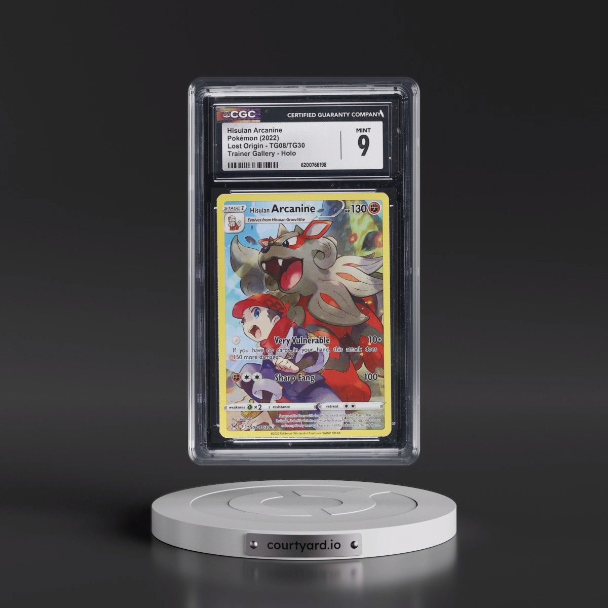 2022 Lost Origin #TG08/TG30 Hisuian Arcanine - Trainer Gallery Holo (CGC 9 MINT)