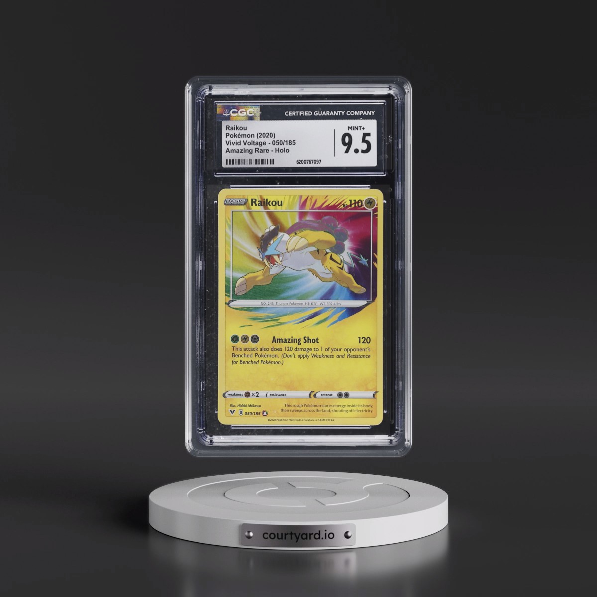 2020 Vivid Voltage #050/185 Raikou - Amazing Rare Holo (CGC 9.5 MINT+)
