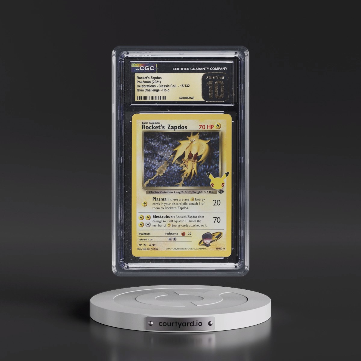 2021 Celebrations - Classic Collection Rocket's Zapdos - Gym Challenge Holo #15/132 CGC 10