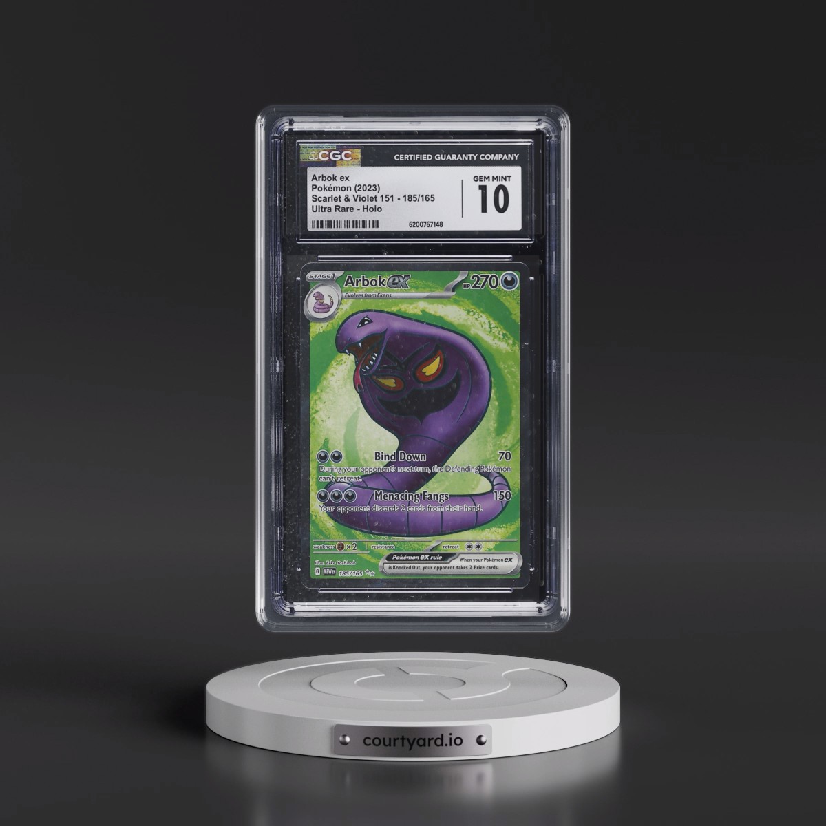 2023 Scarlet & Violet 151 - MEW EN #185/165 Arbok ex - Ultra Rare Holo (CGC 10 GEM MINT)