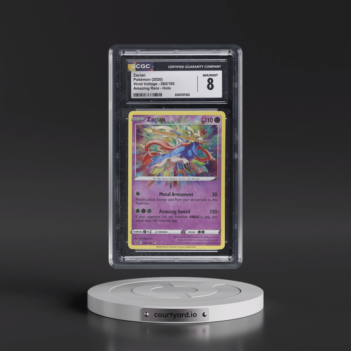 2020 Vivid Voltage #082/185 Zacian - Amazing Rare Holo (CGC 8 NM-MT)