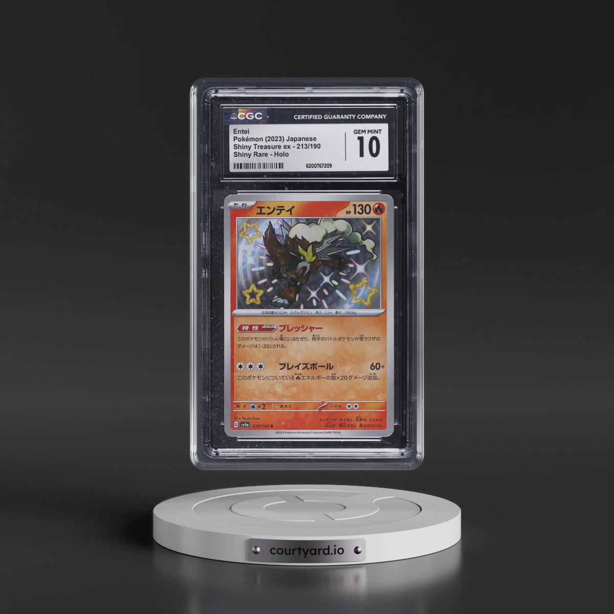 2023 Shiny Treasure ex #213/190 Entei - Shiny Rare Holo (CGC 10 GEM MINT)