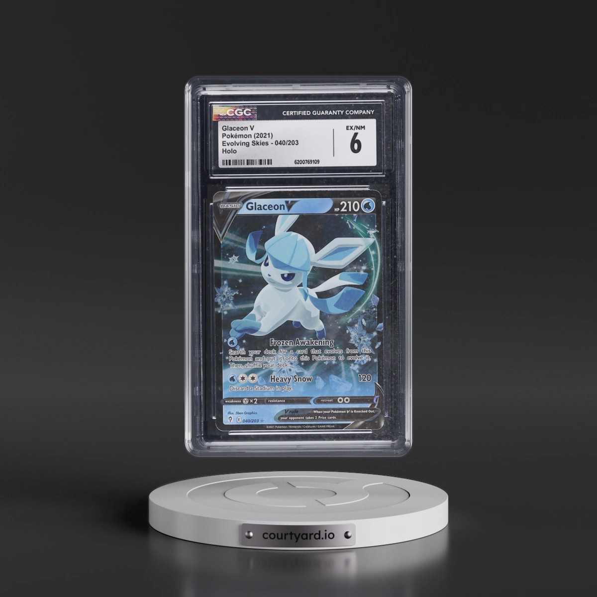 2021 Evolving Skies #040/203 Glaceon V - Holo (CGC 6 EX-NM)