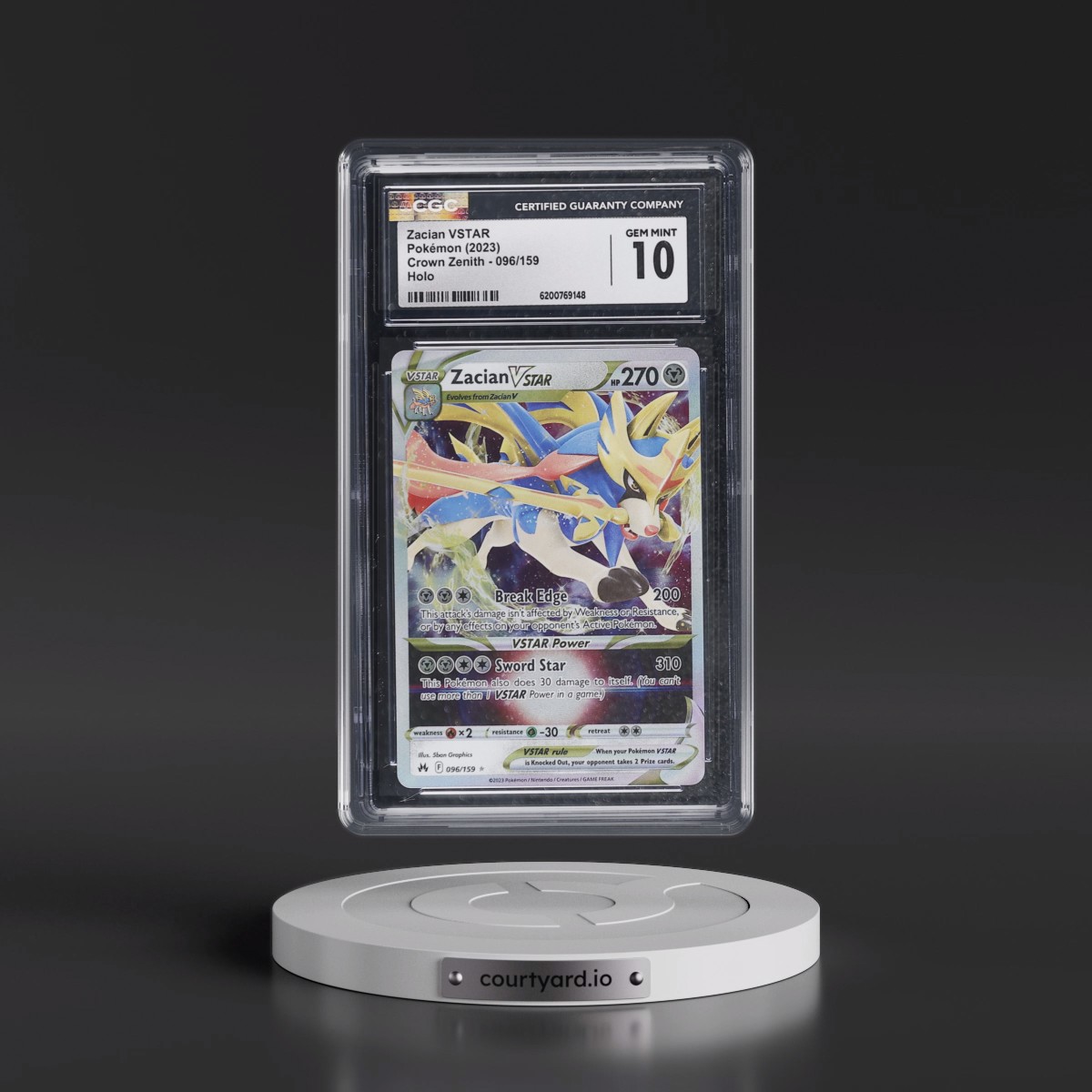 2023 Crown Zenith #096/159 Zacian VSTAR - Holo (CGC 10 GEM MINT)