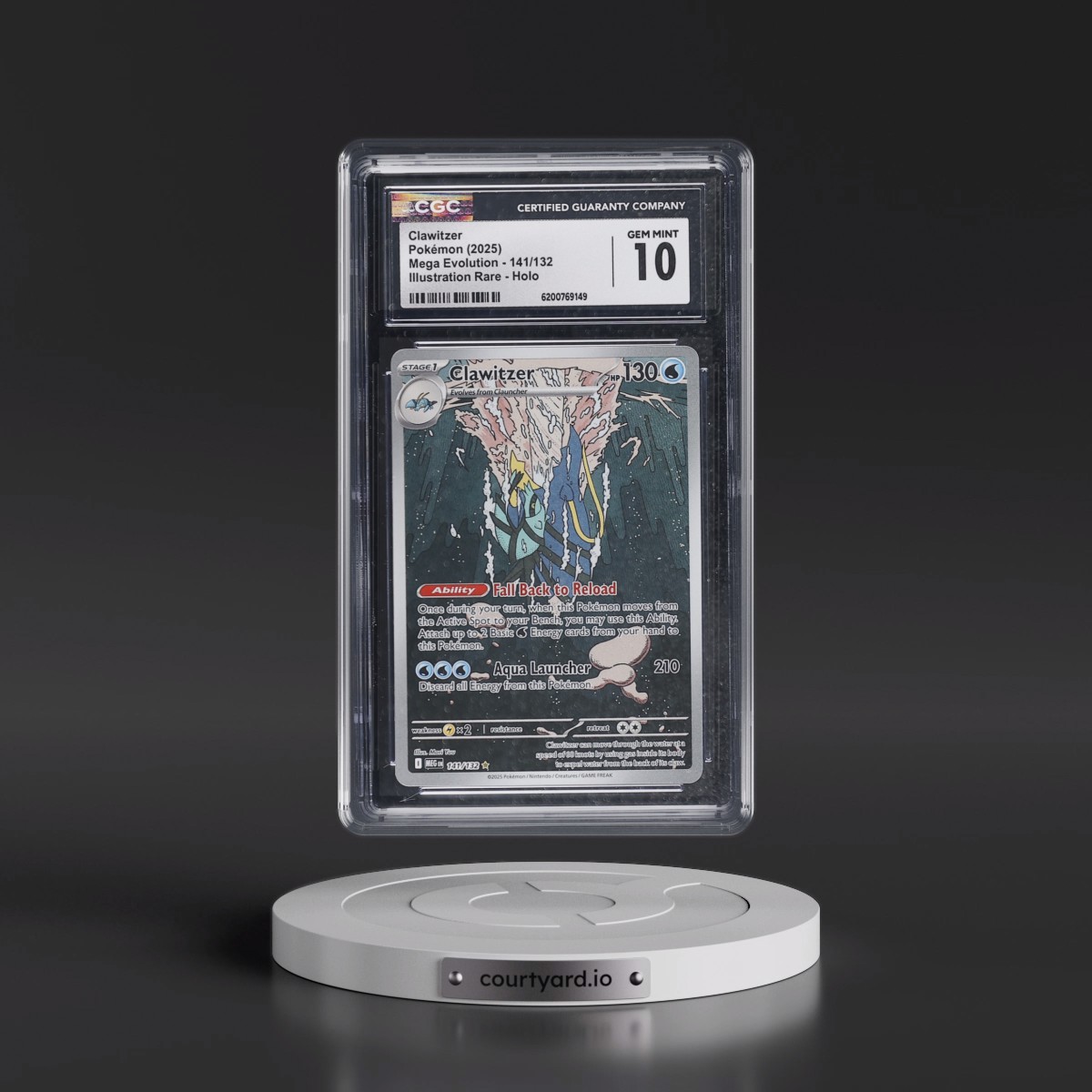 2025 Mega Evolution - MEG EN #141/132 Clawitzer - Illustration Rare Holo (CGC 10 GEM MINT)
