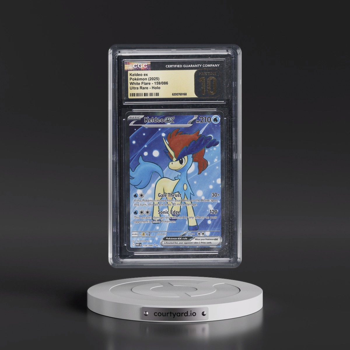 2025 White Flare - WHT EN #159/086 Keldeo ex - Ultra Rare Holo (CGC 10 PRISTINE)