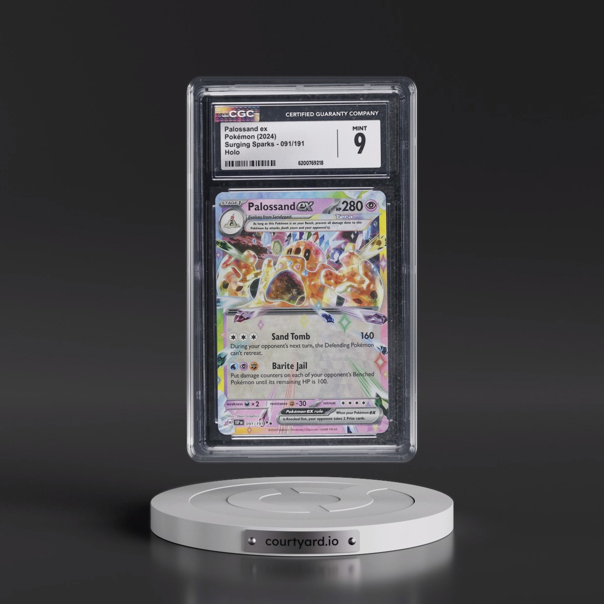 2024 Surging Sparks - SSP EN #091/191 Palossand ex - Holo (CGC 9 MINT)